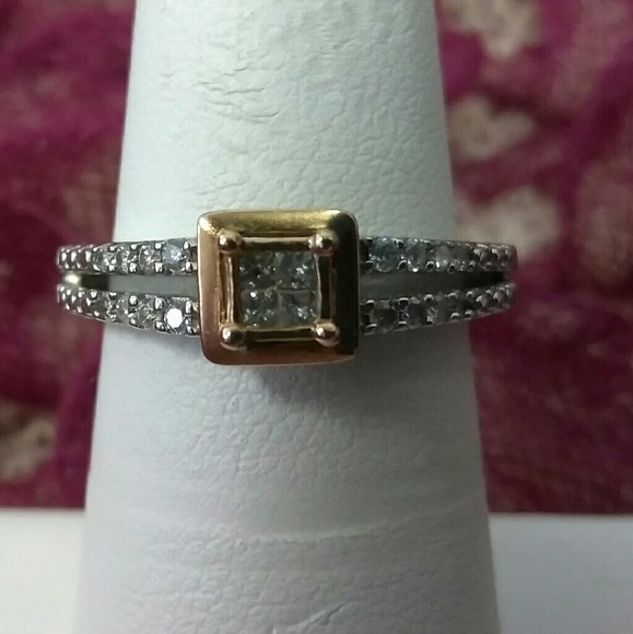 10K Rose Gold and .925 Silver Diamond Ladies Ring