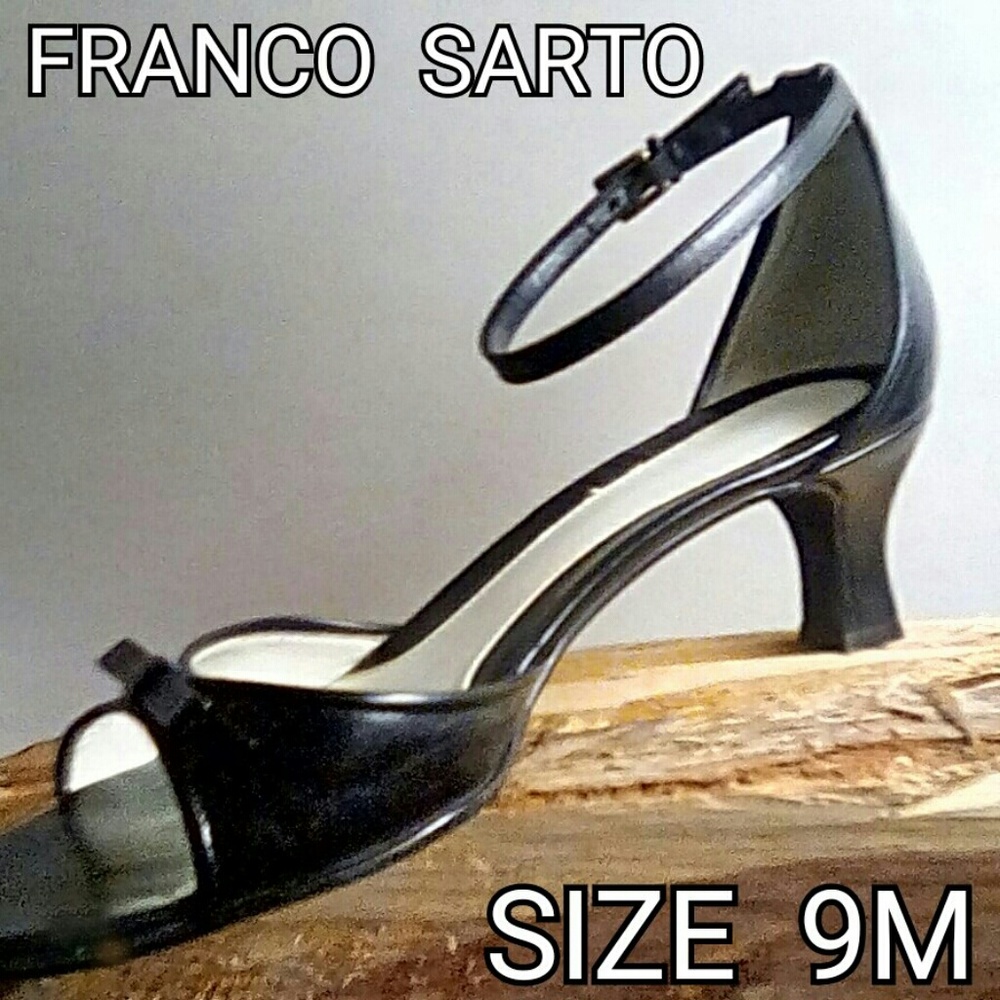Franco Sarto 9 M low heel, open toe dress shoes.