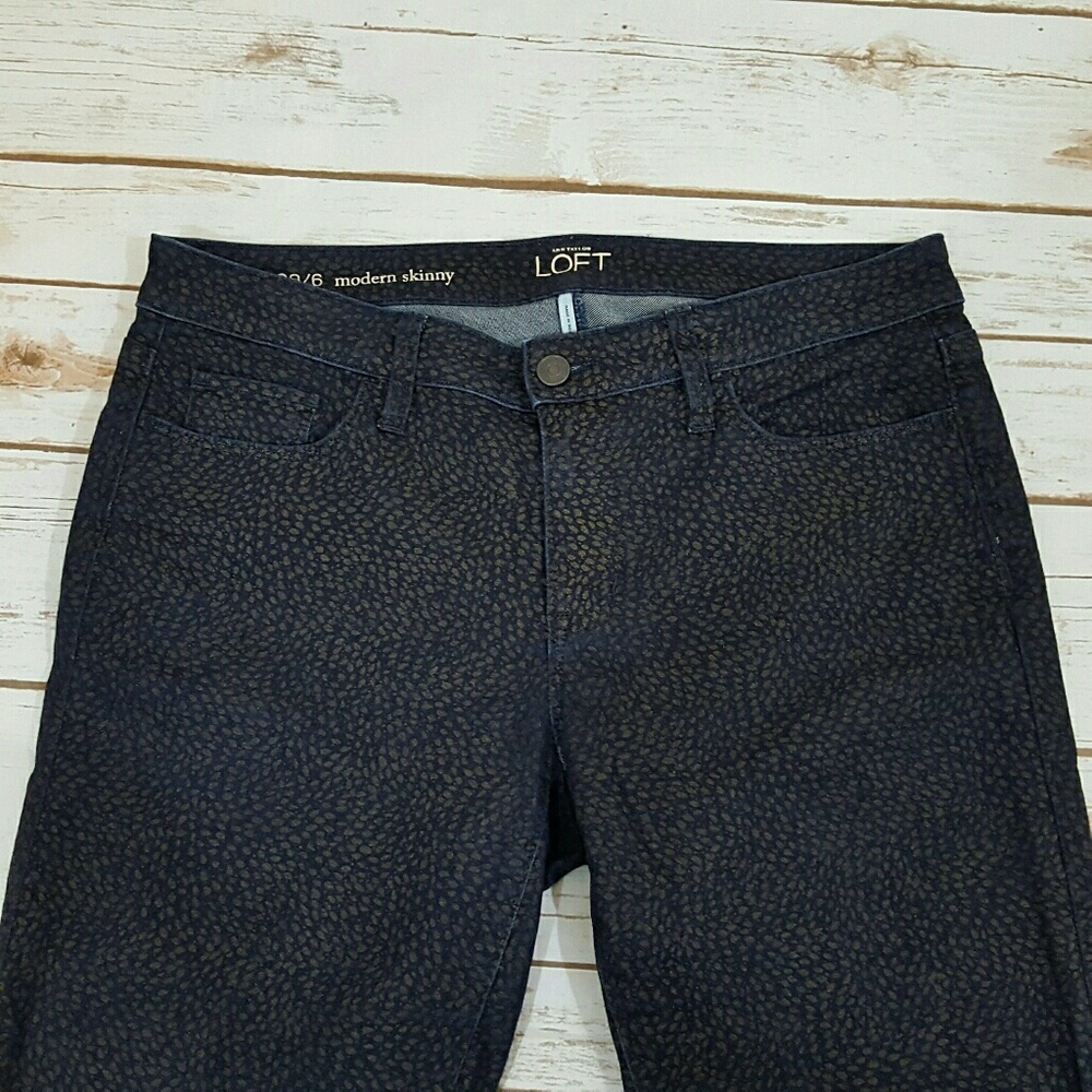 Ann Taylor Loft Modern Skinny Jeans with Gold Dots