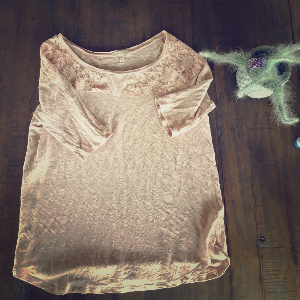 Anthropologie lace neck tee