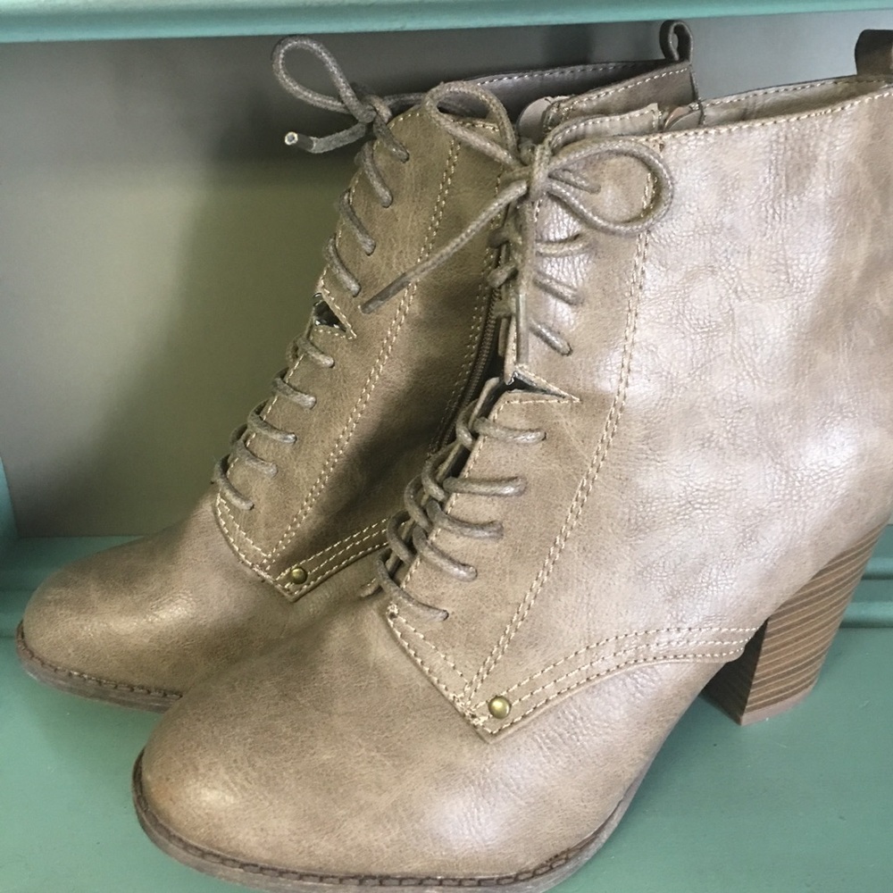2 for $20 - Lace Up Ankle Books in Taupe