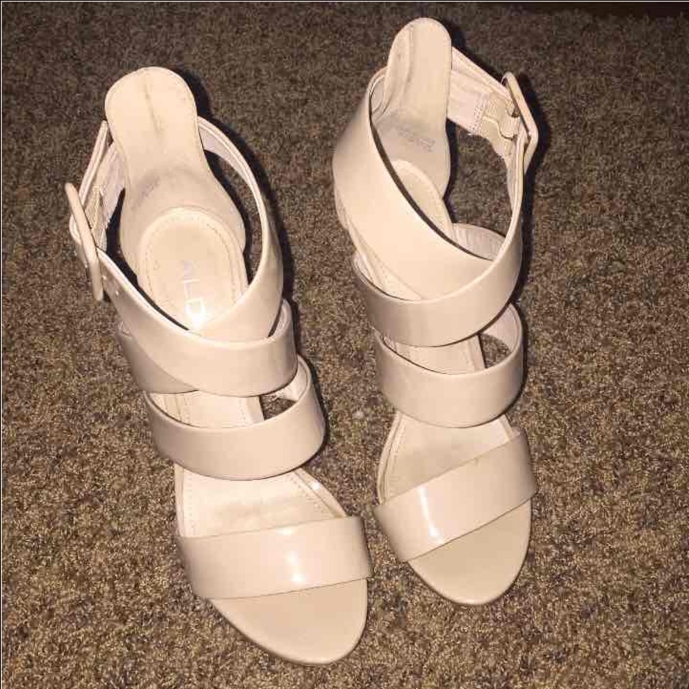 ALDO strappy heels nude beige women's size 7!