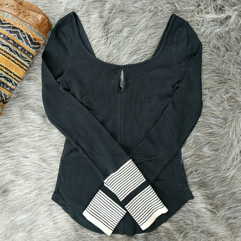 Free people black thermal striped cuff