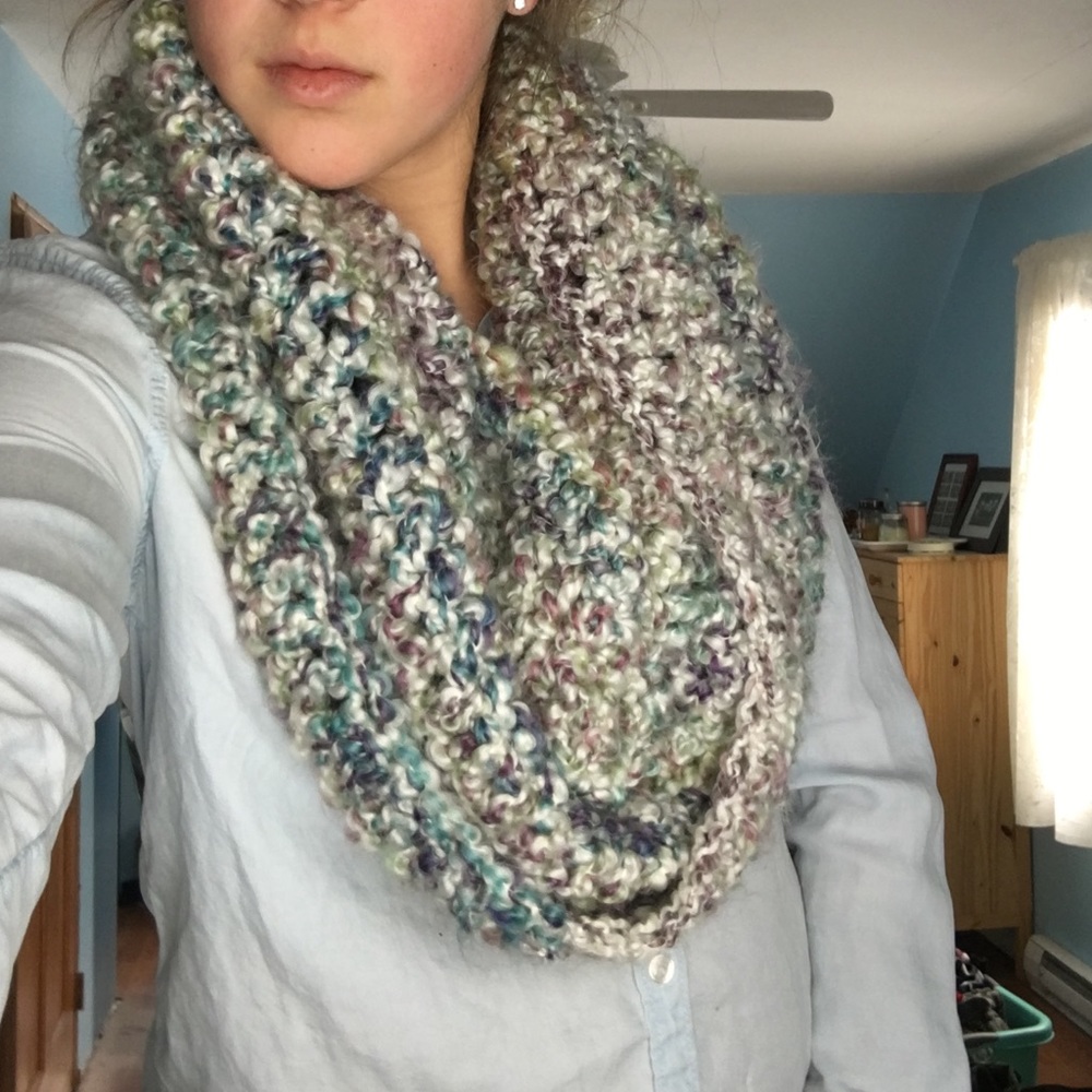 Handmade blue green Crochet scarf