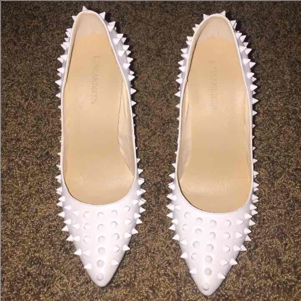 White spiked pointed heels size 7 worn once