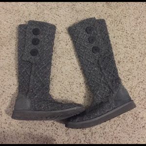 Gray cable knit button Uggs