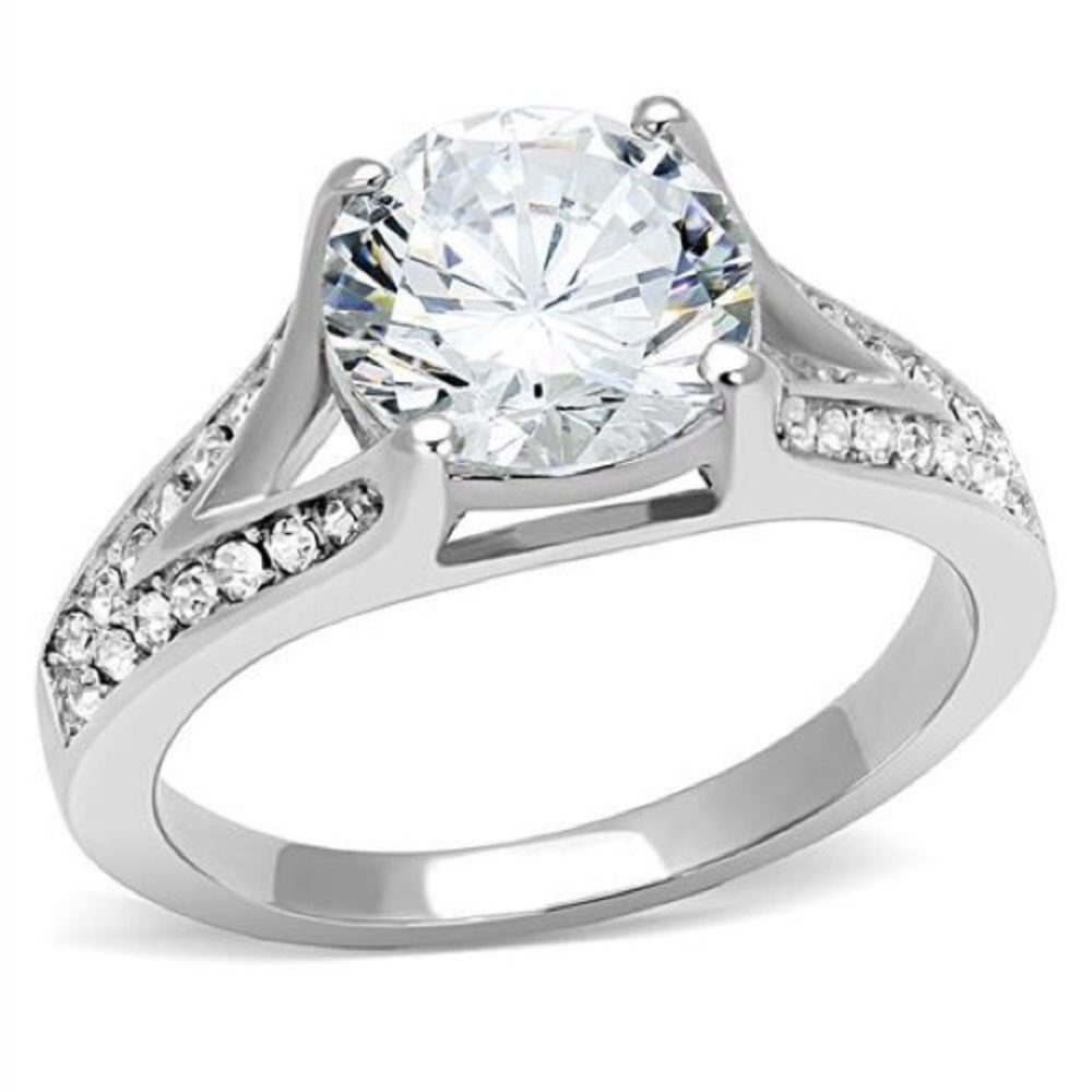 3.17 CT AAA CZ Stainless Steel Engagement Ring - Picture 7 of 7
