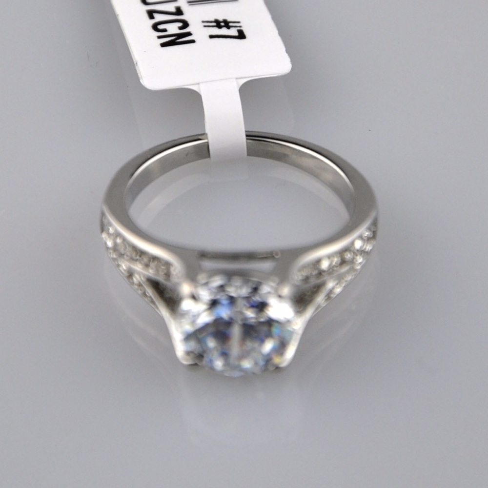 3.17 CT AAA CZ Stainless Steel Engagement Ring - Picture 4 of 7