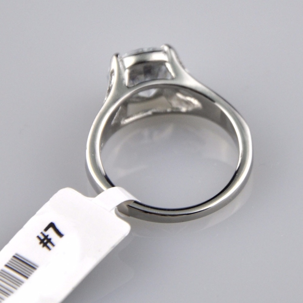 3.17 CT AAA CZ Stainless Steel Engagement Ring - Picture 5 of 7
