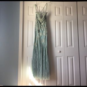 Silk Mermaid Prom Dress w/ sequined bodice