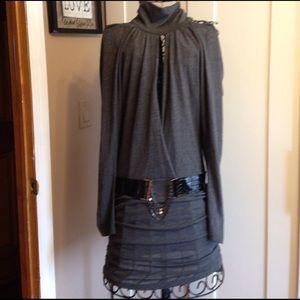 Grey cold shoulder dress