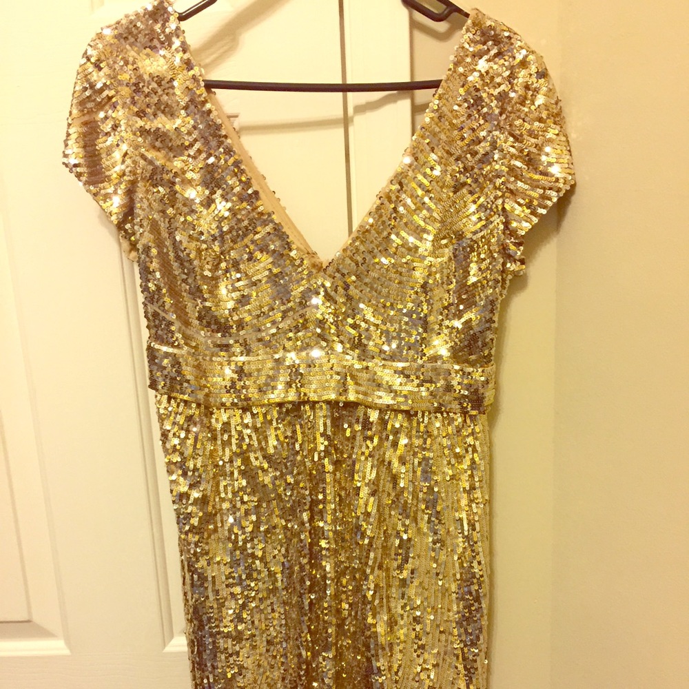 Gold sequin Govani cocktail dress size 6