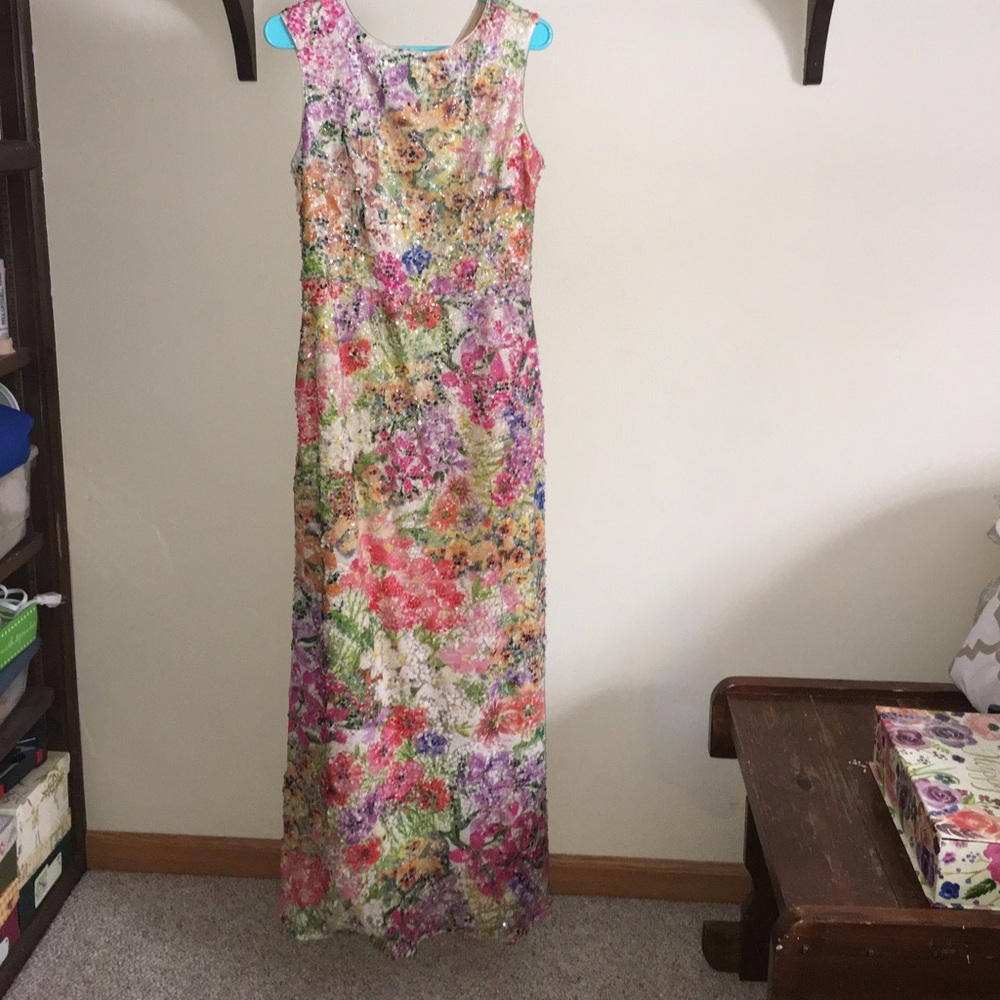 Tahari, sequin floral formal dress. Size 12