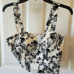 Charlotte Russe rose print bustier crop top Size M