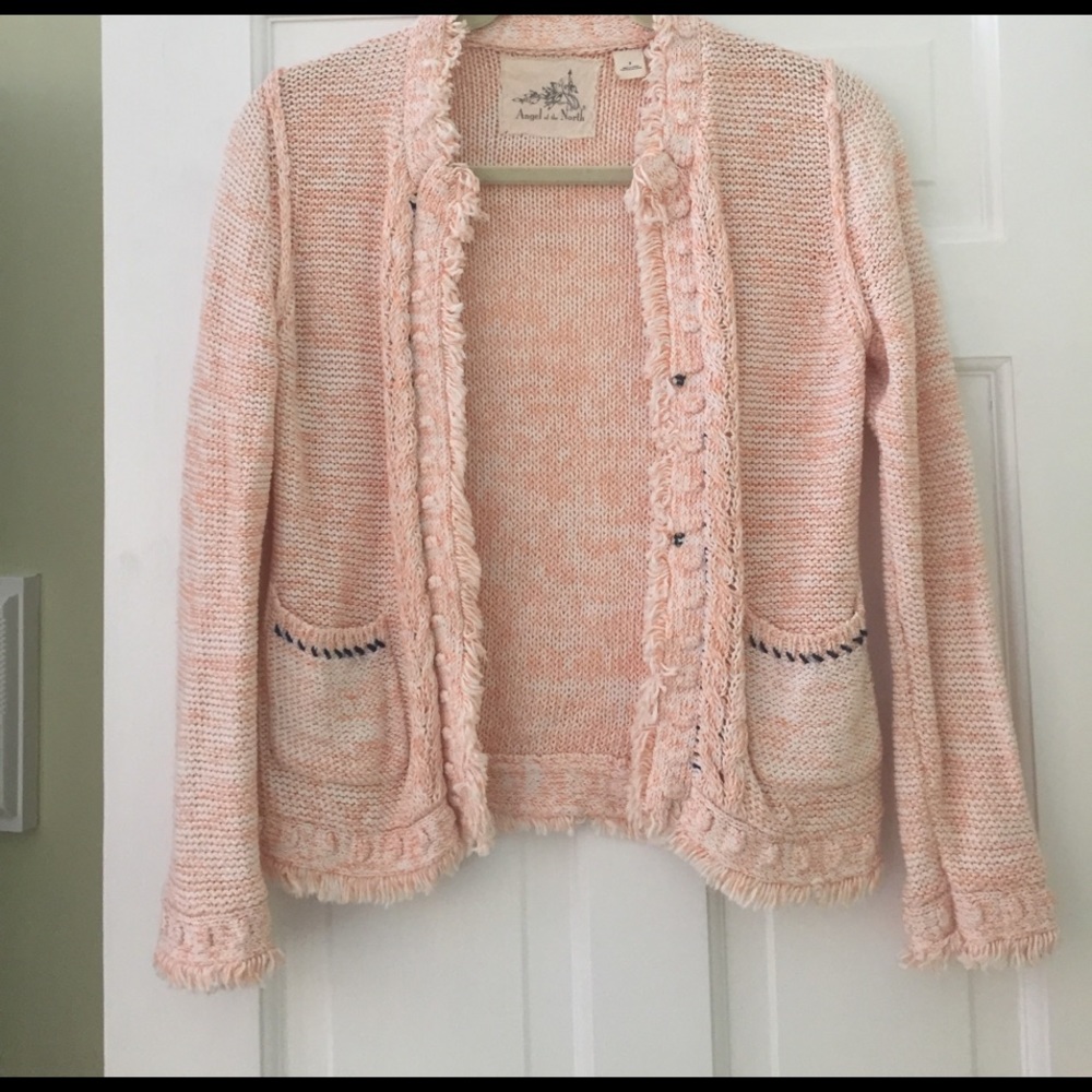 Anthropologie Peach Knit Blazer