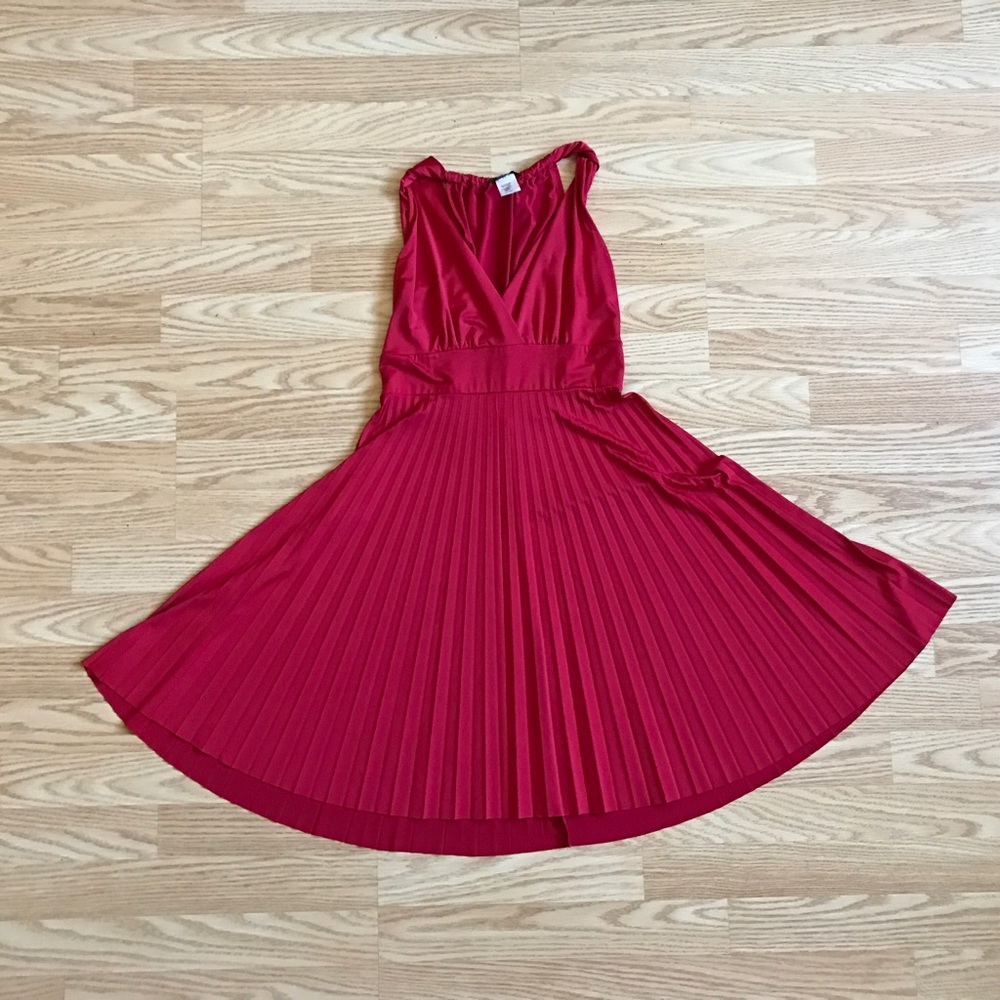 Red pleated dress
