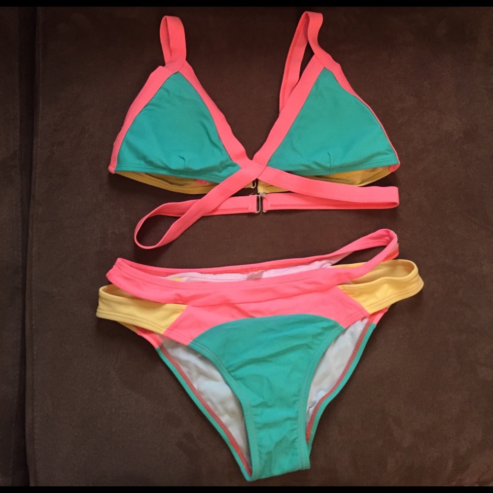 Neon-Fluro Strappy Two-piece Swimsuit