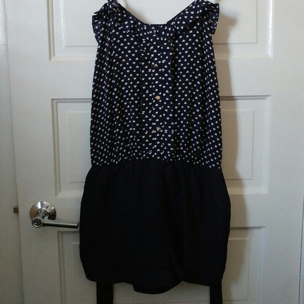 Navy blue polka dot romper!