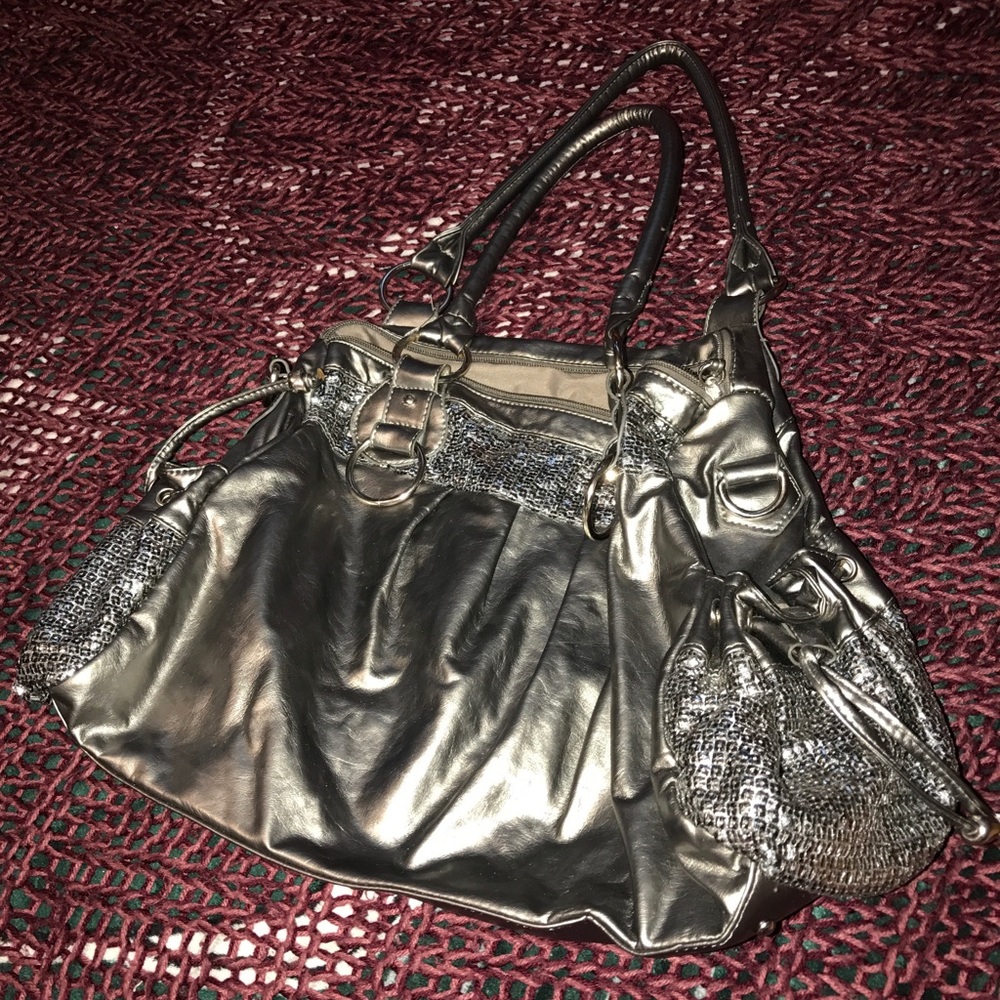 Silver sparkly large purse