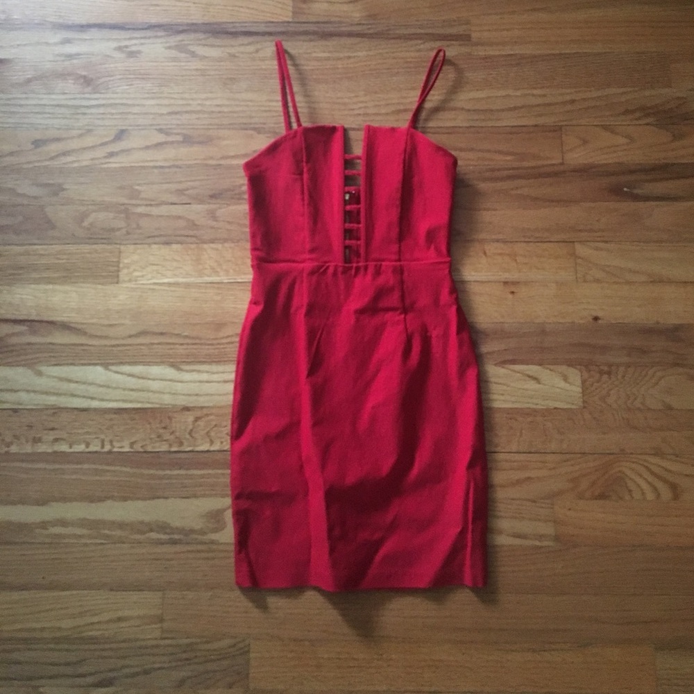 Tobi red ladder top mini dress