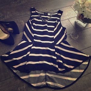 Black and Tan striped Pleplum Top