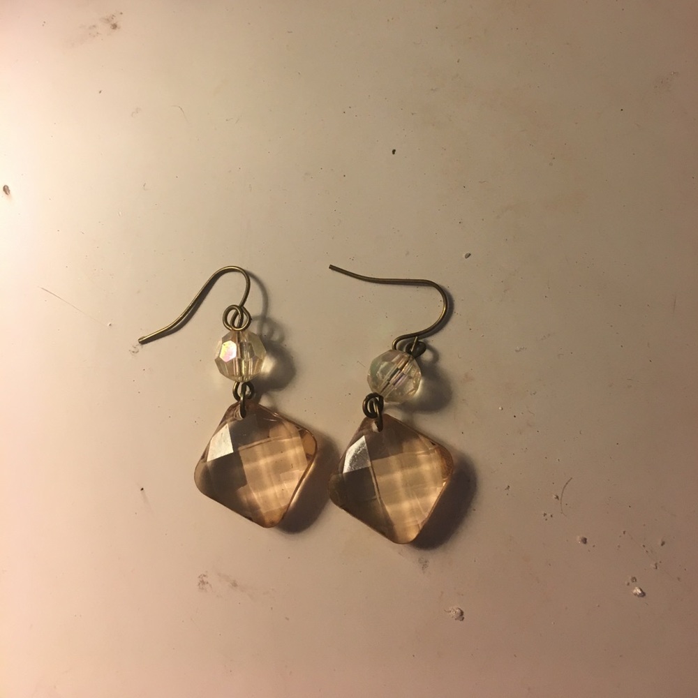 Pinkish, diamond shaped earrings