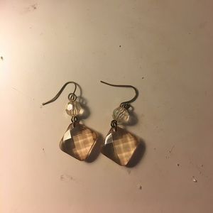 Pinkish, diamond shaped earrings