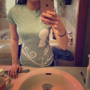 Green and white Secret Garden text tee