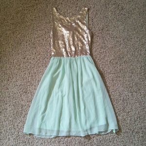 Mint and gold dress