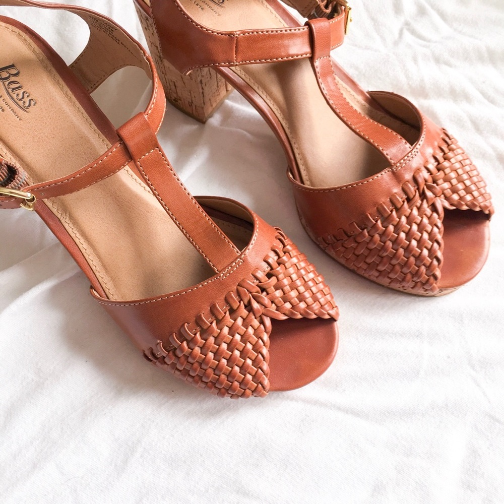 🔸HP🔸 Woven Leather Cork Chunky Heel Sandals
