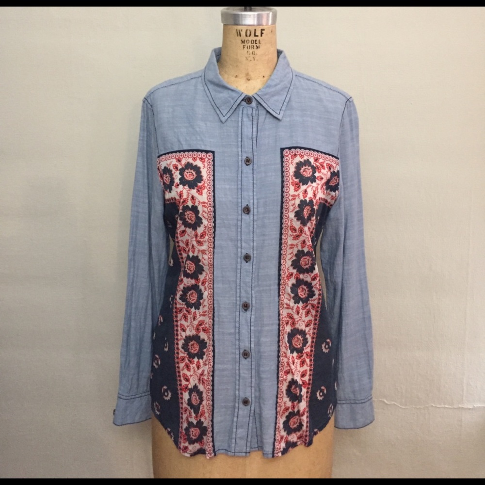 Free People handkerchief print button up
