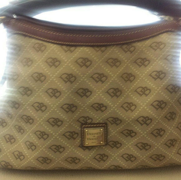 Dooney and Bourke Tan Canvas and Leather Satchel - Picture 1 of 3