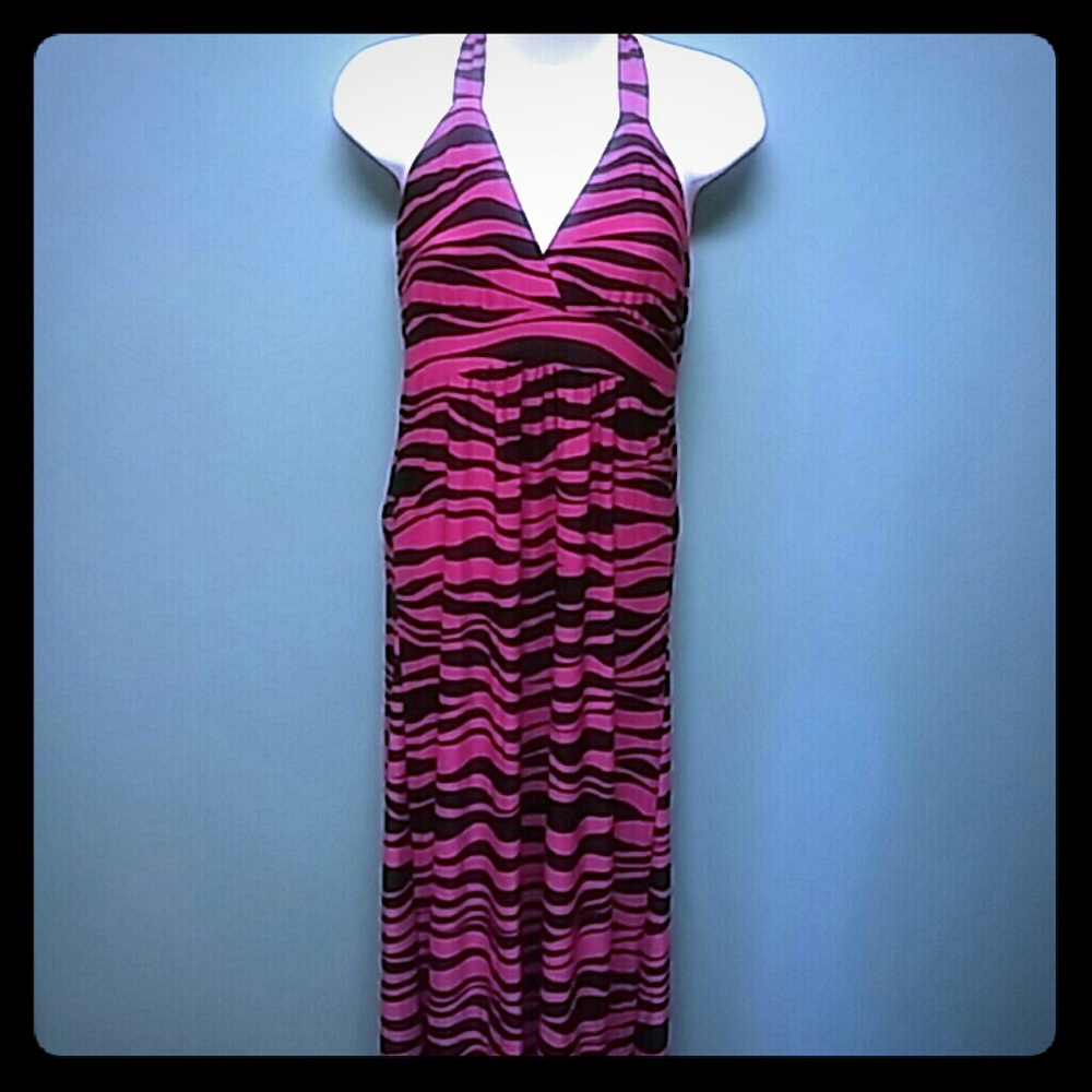 Halter style zebra print dress