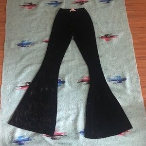 Urban Outfitters Black Crushed Velvet Bellbottoms