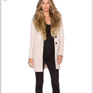 Kate spade a trail pumice faux fur coat size 0