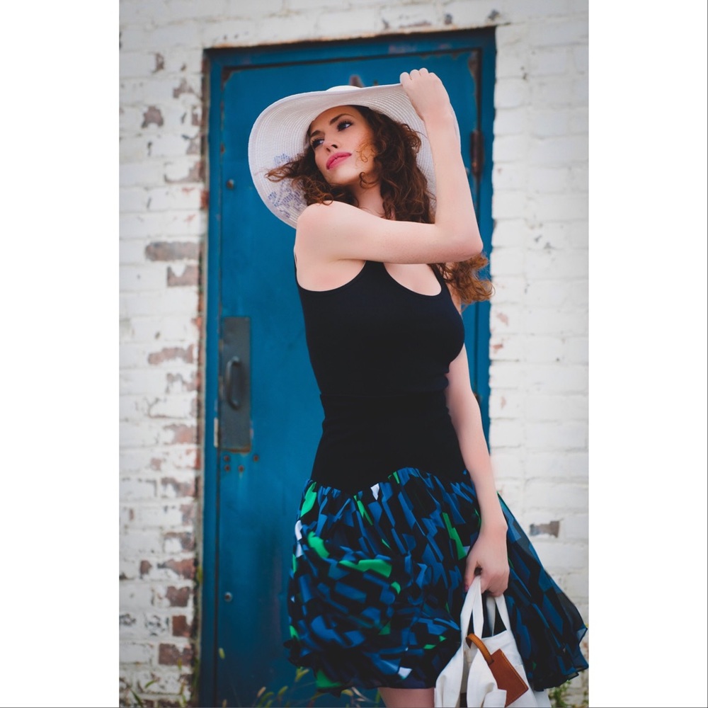 NWT DVF Black Multi Silk Skirt Sz 0