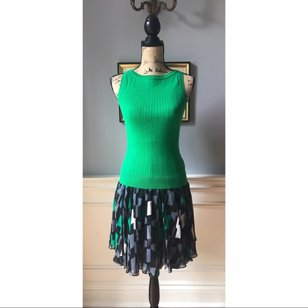 NWT DVF Black Multi Silk Skirt Sz 0