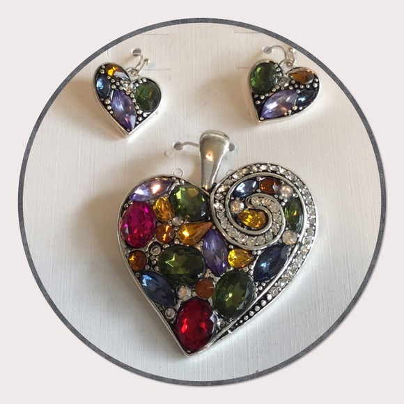 ICON Fashions Jewelry - Jeweled Heart Pendant Set ICON Fashions Jewelry - Jeweled Heart Pendant Set