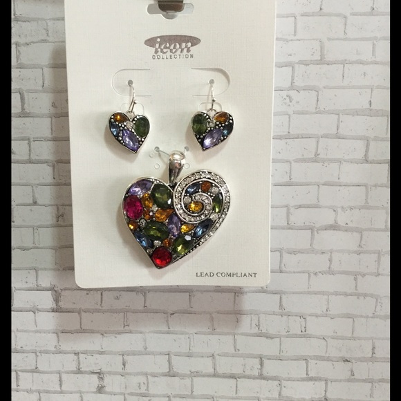 ICON Fashions Jewelry - Jeweled Heart Pendant Set ICON Fashions Jewelry - Jeweled Heart Pendant Set