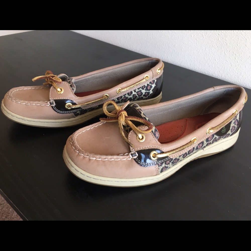 Sperry Glitter Cheetah print top siders