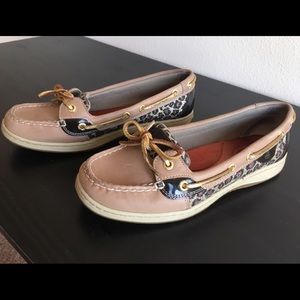 Sperry Glitter Cheetah print top siders