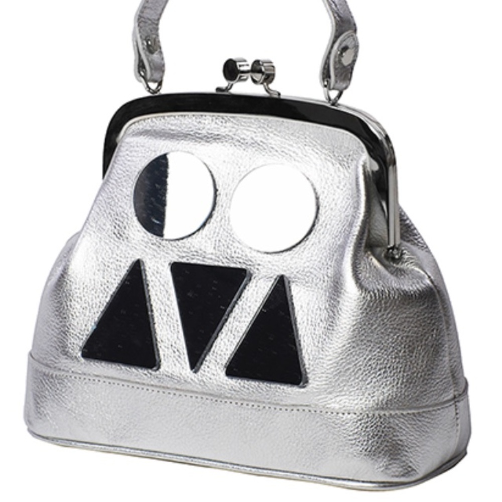 Futuristic silver  small frame cross-body bag