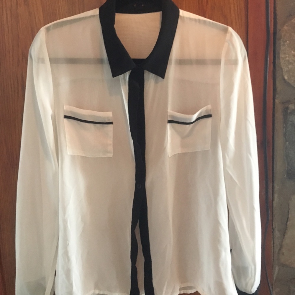 Black and White Sheer Blouse