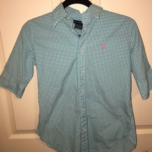 Ralph Lauren 3/4 sleeve gingham button up