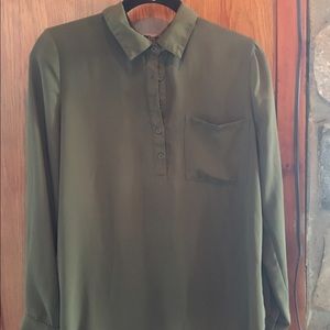 Olive Green Sheer Blouse