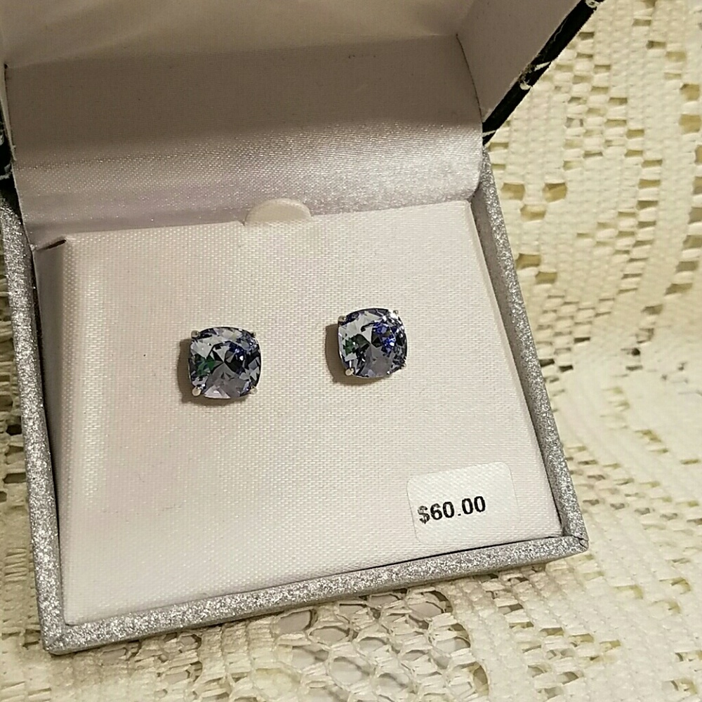 Illuminaire Blue Swarovski Elements Stud Earrings