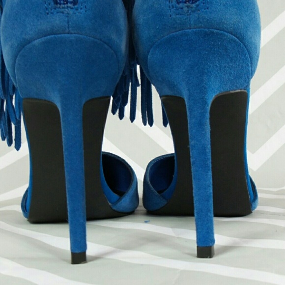 SOLD Steve Madden Melia blue suede fringe heels - Picture 5 of 8