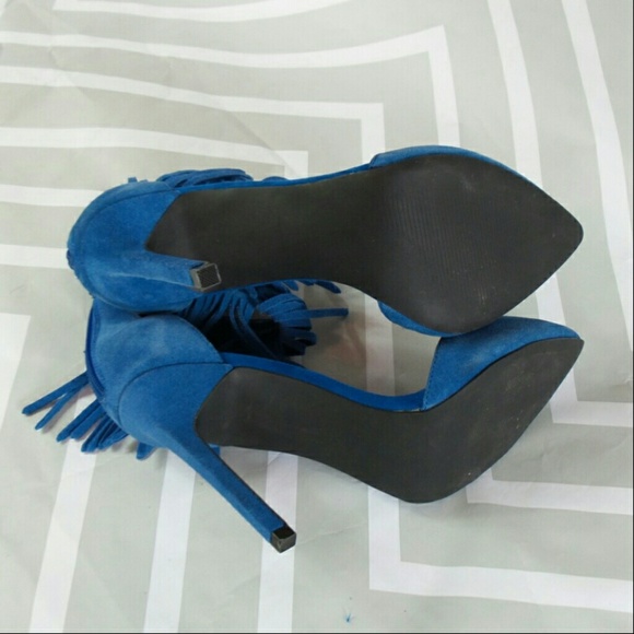 SOLD Steve Madden Melia blue suede fringe heels - Picture 7 of 8