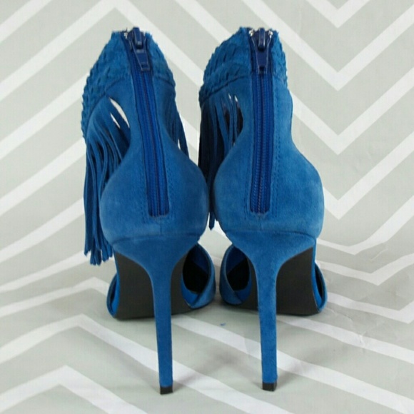 SOLD Steve Madden Melia blue suede fringe heels - Picture 4 of 8