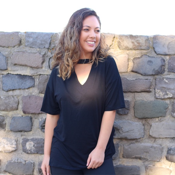 Monika Rose SF Tops - Black Choker Cut-Out Blouse